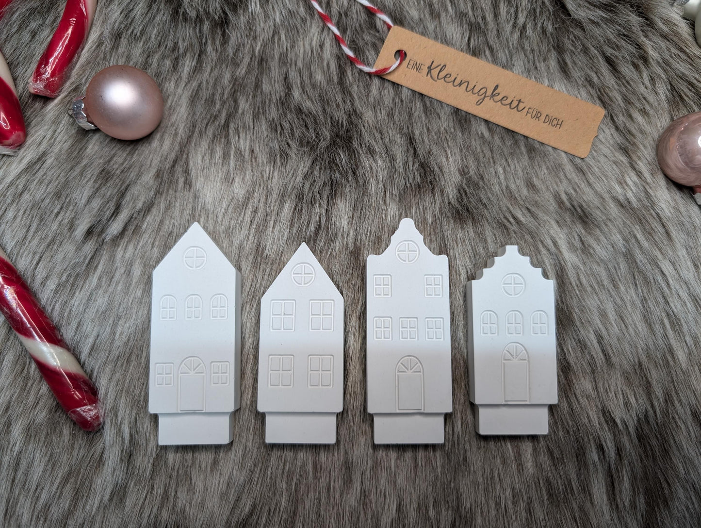 Häuserkranz mit verschiedenen Häuschen * Lichtstadt * Windlicht * Teelicht * Geschenkidee * Weihnachten * Winterdeko