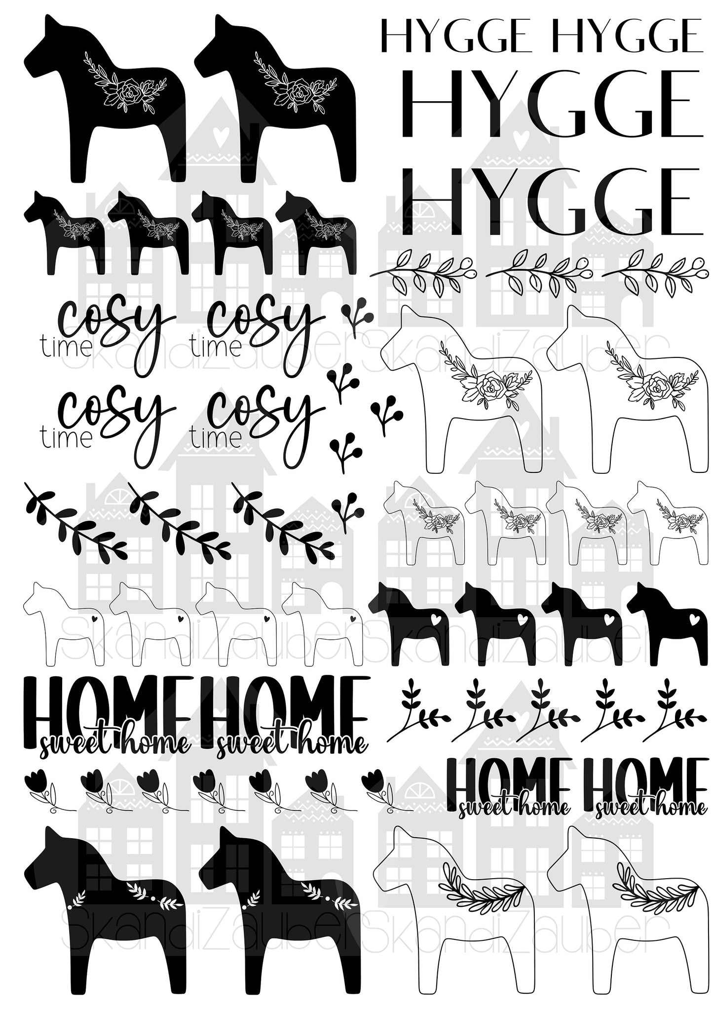 Kerzentattoos * Dalapferdchen * A4 oder A5 * Hygge * Wasserschiebefolie