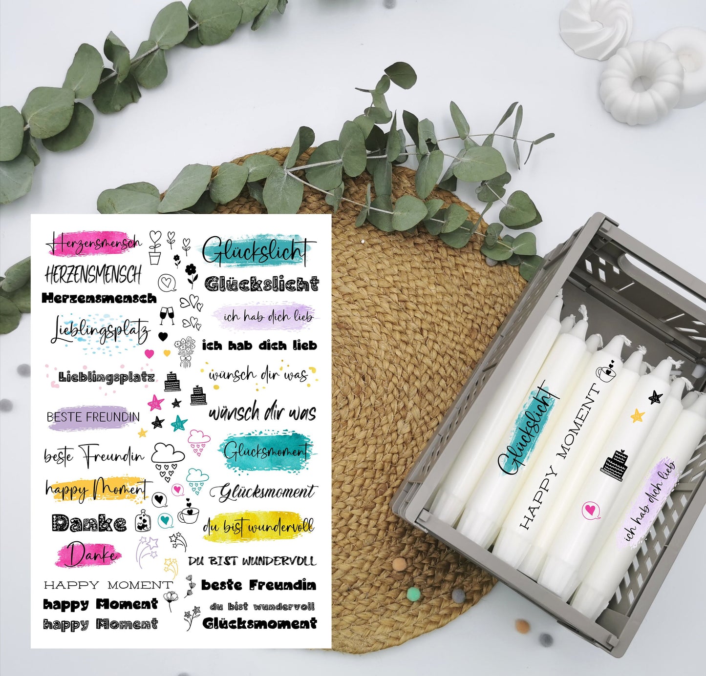 Kerzentattoos * beste Freundin bunt * A4 oder A5 * Glückslicht* Wasserschiebefolie