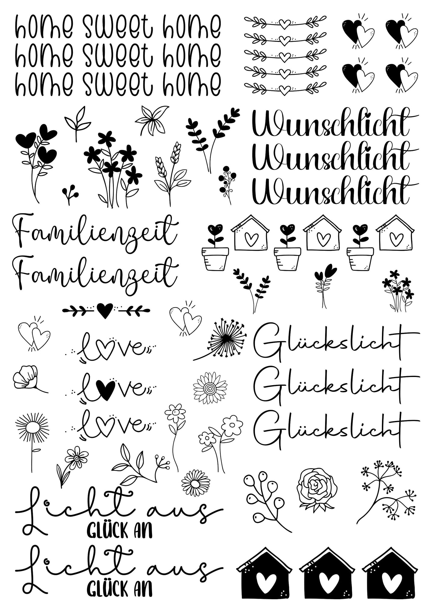 Kerzentattoos * Familienzeit * A4 oder A5 * home sweet home * Wasserschiebefolie