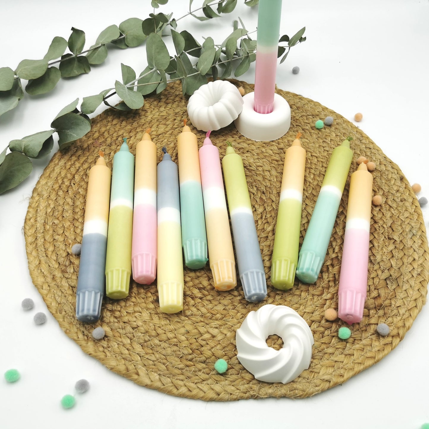 Kerze * DIP DYE * bunte Kerze * Frühlingsblüte * handgemacht *