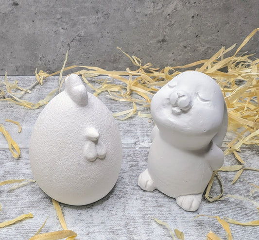 Osterdeko * kleine Dekofiguren * weiß * Osterhase * Huhn