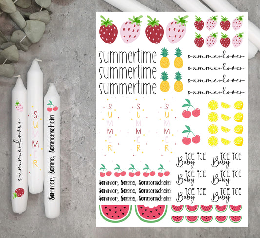 Kerzentattoos * Sommer * A4 oder A5 * summertime * Wasserschiebefolie