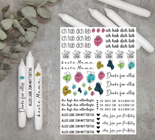 Kerzentattoos bunt * beste Mama * A4 oder A5 * zum Muttertag * Wasserschiebefolie
