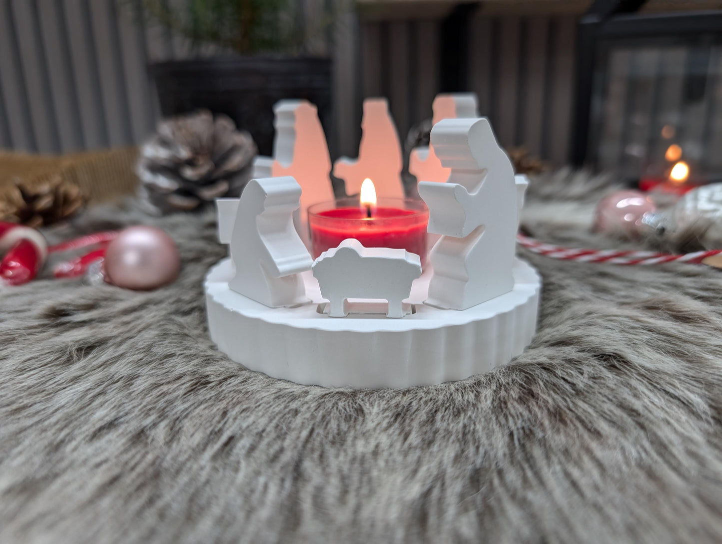 Weihnachtskrippe * Lichterkranz * Teelichthalter * Geschenkidee * Weihnachtsdeko