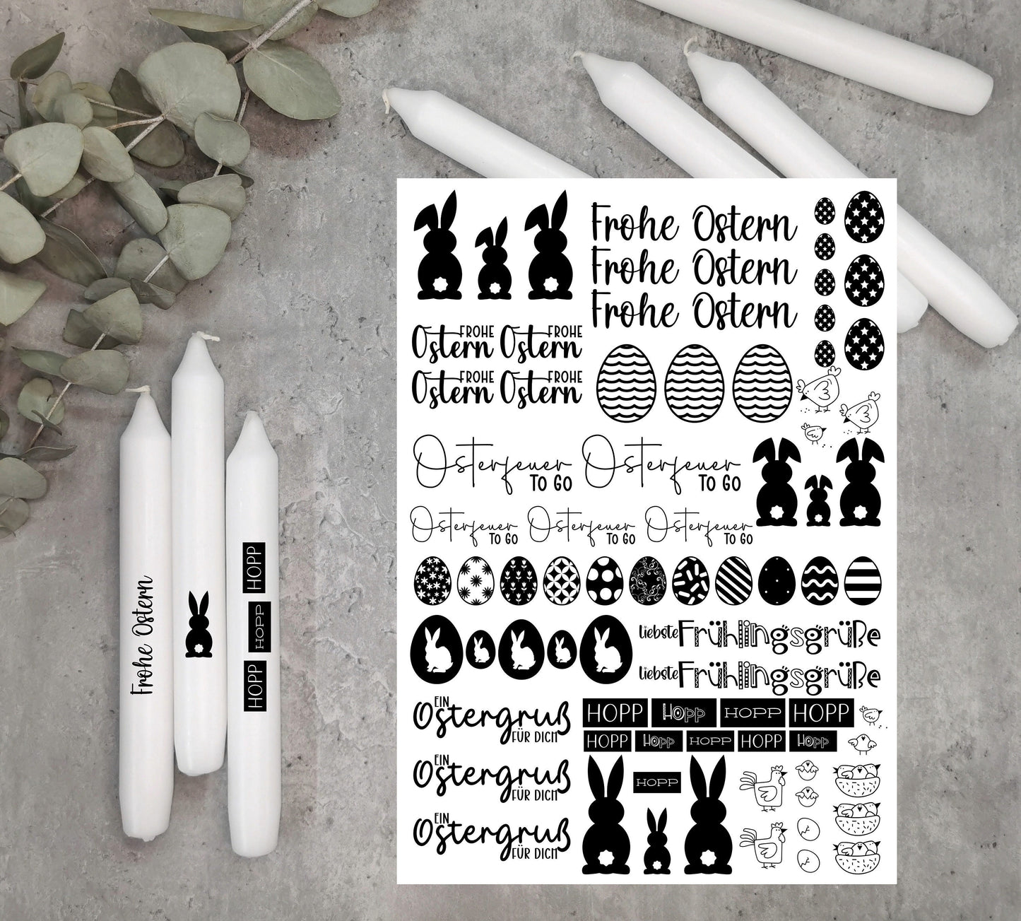 Osterfeuer to go * Kerzentattoos * Osterngruß * A4 oder A5 * Wasserschiebefolie