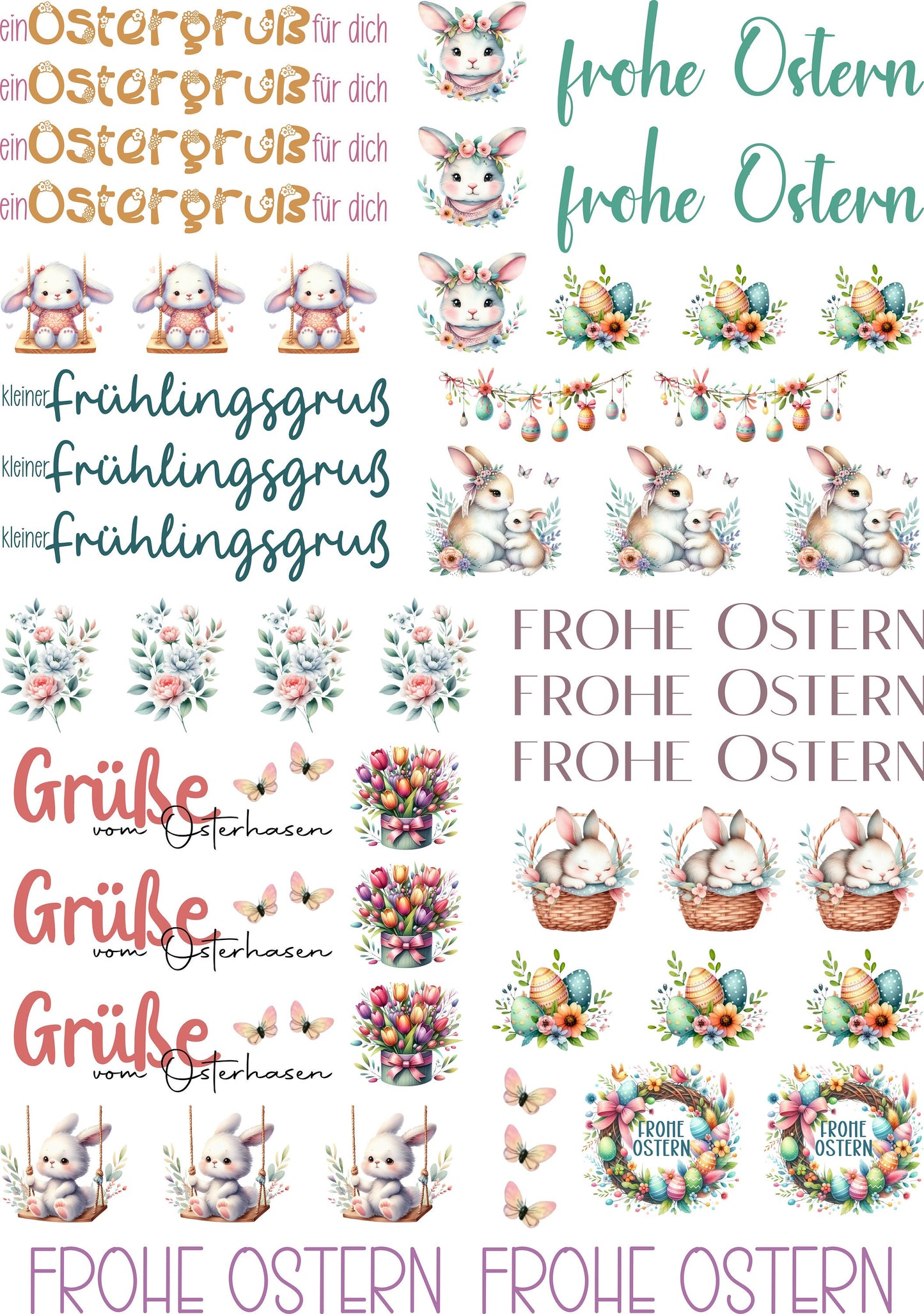 B-Ware Kerzentattoos Bunte Ostergrüße A4/A5 Wasserschiebefolie für Einzigartige Deko