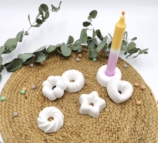 stark reduziert ! B-WARE - Kerzenhalter aus Raysin * Stabkerze * Gugelhupfform * Herz * Stern