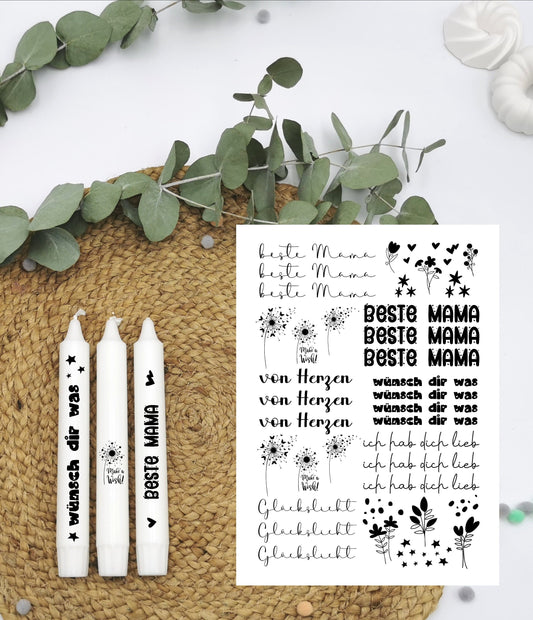 Kerzentattoos * beste Mama * A4 oder A5 * Muttertag * Wasserschiebefolie