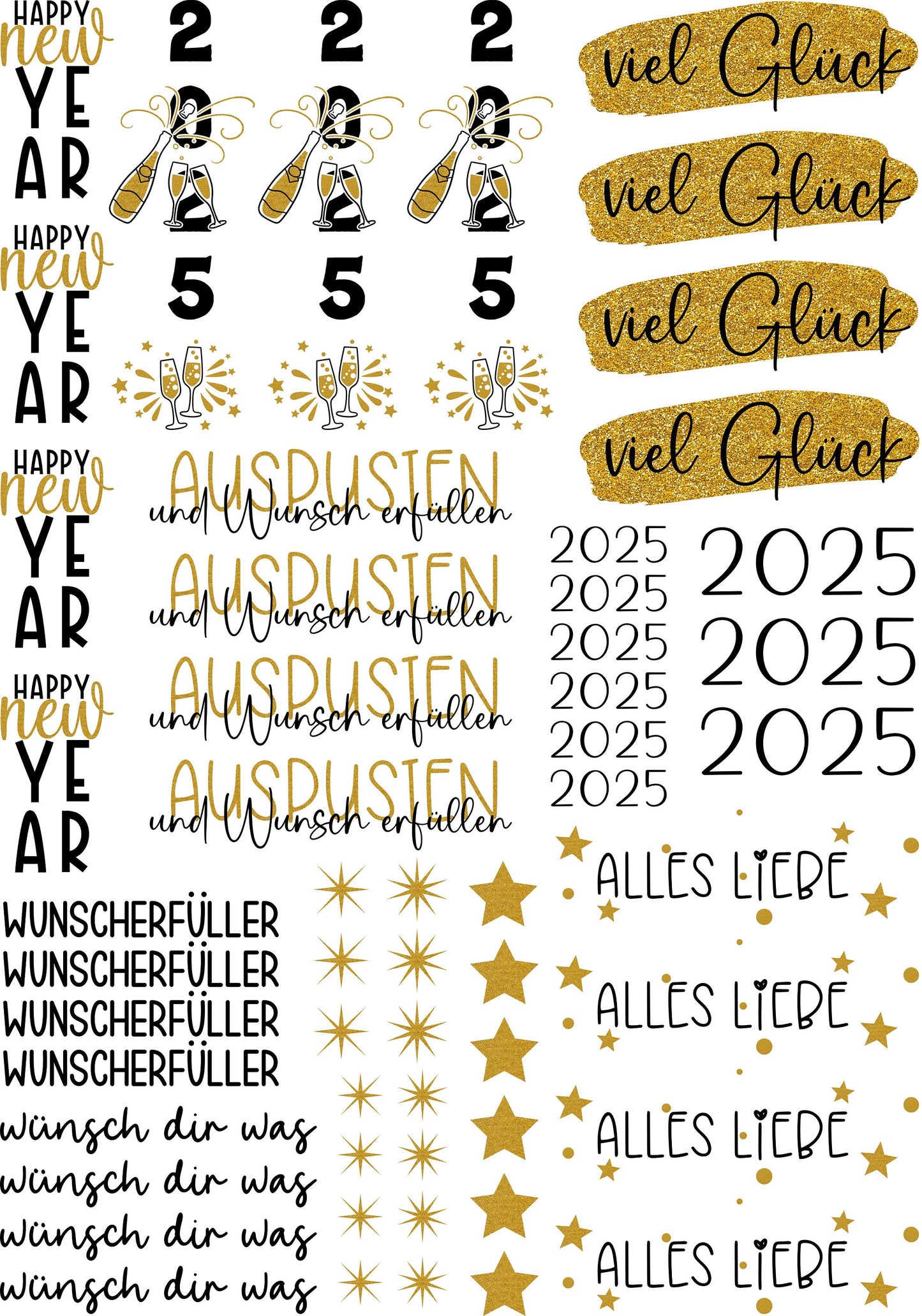 Kerzentattoos * Silvester * 2026 * A4 oder A5 * Wunscherfüller * Wasserschiebefolie