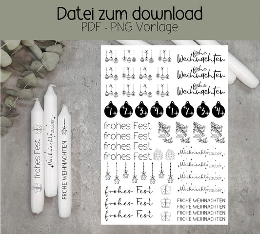 frohes Fest * Weihnachten * Kerzentattoo PDF * PNG * Download *