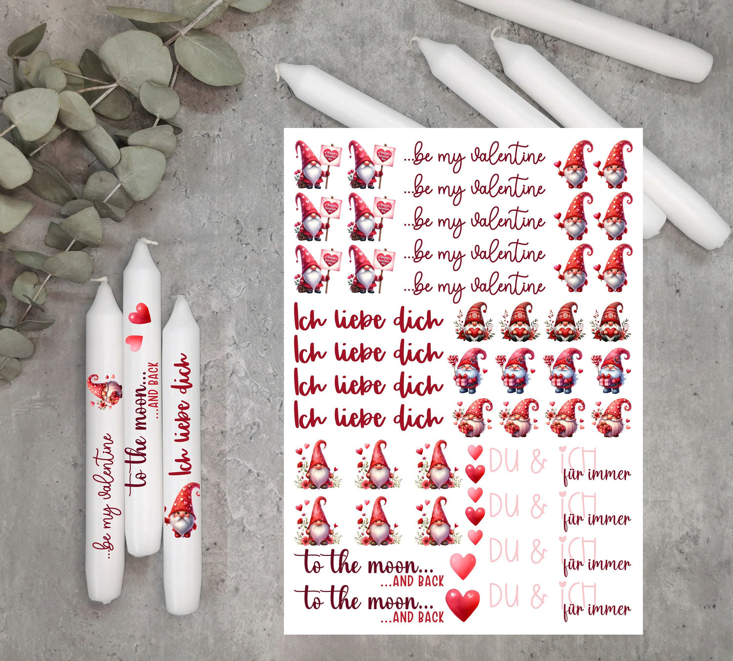 Kreative Kerzentattoos Valentinsgnome A4/A5 - Perfekte Deko Für Deine Kerzen