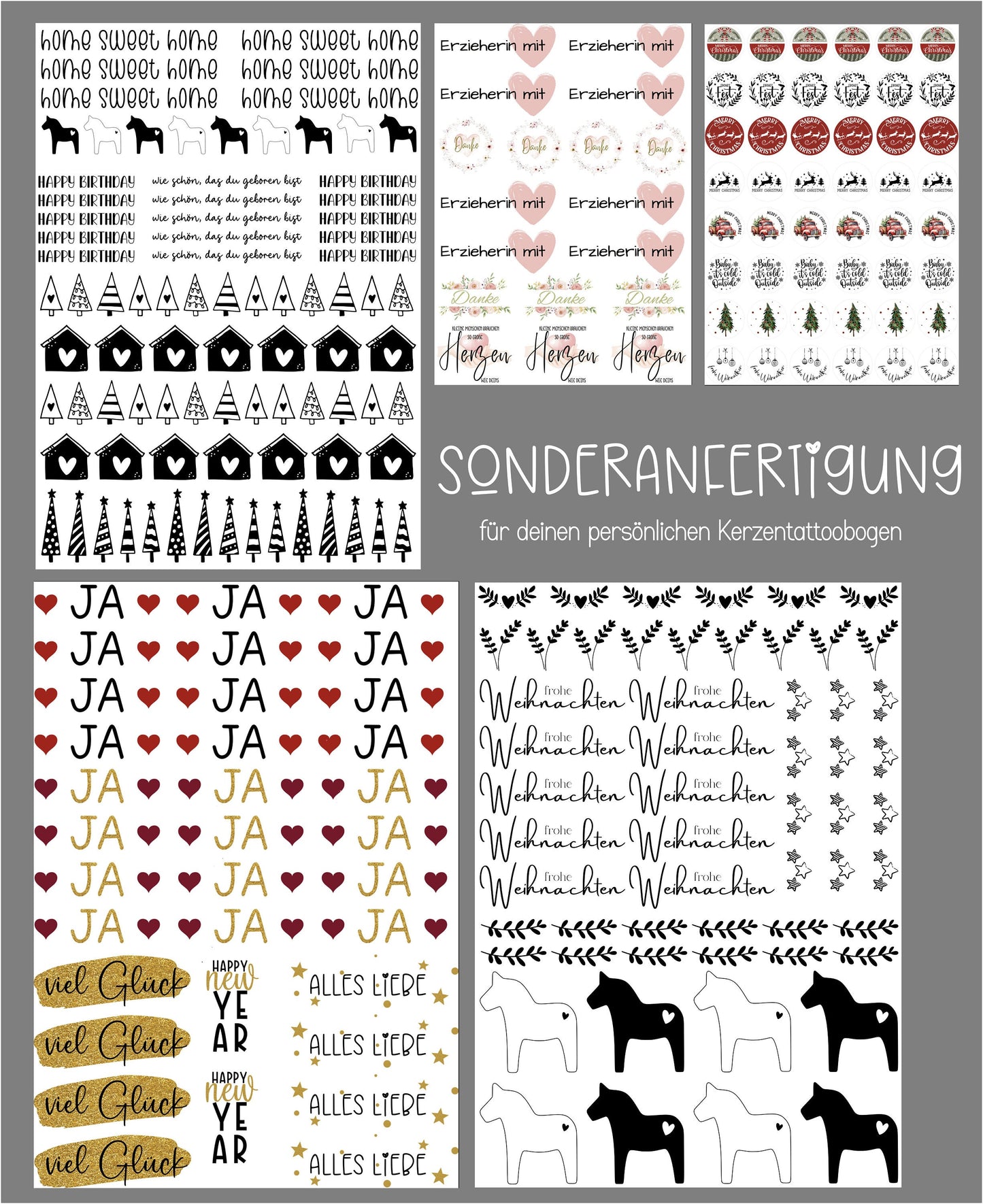 Sonderanfertigungen Kerzentattoos - personalisiert