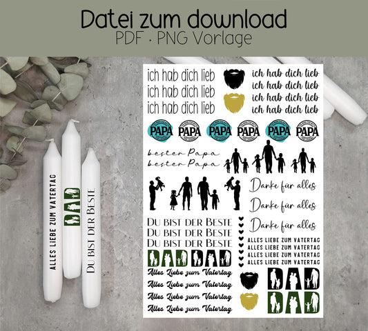 Vatertag * bester Papa * Kerzentattoo PDF * Download *