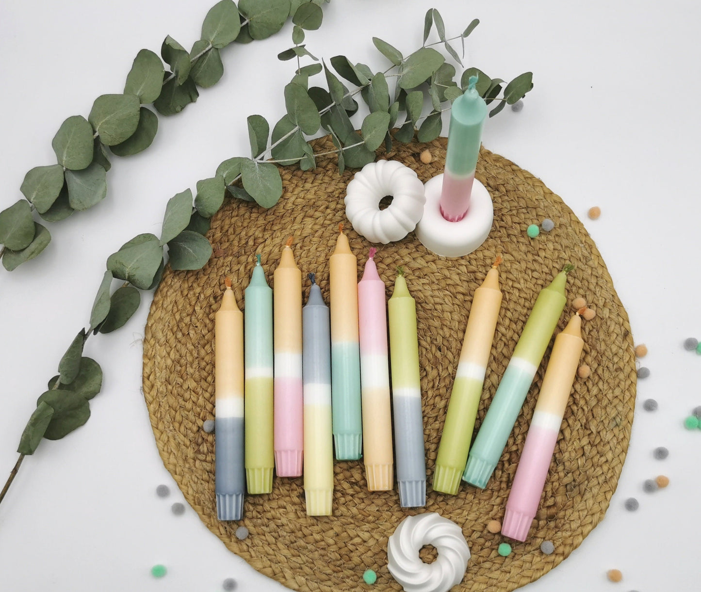 Kerze * DIP DYE * bunte Kerze * Frühlingsblüte * handgemacht *