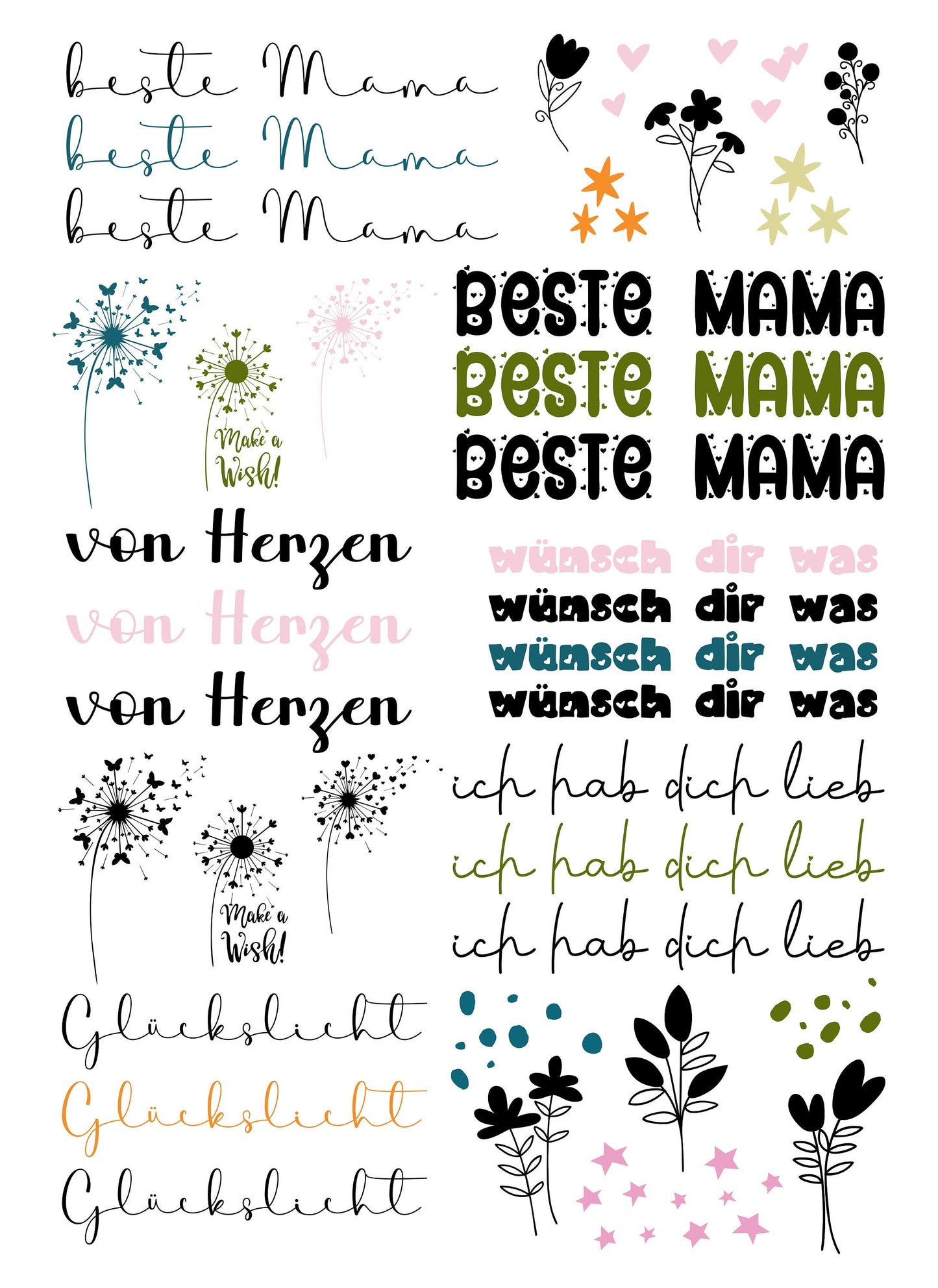 Kerzentattoos * beste Mama * A4 oder A5 * Muttertag * Wasserschiebefolie