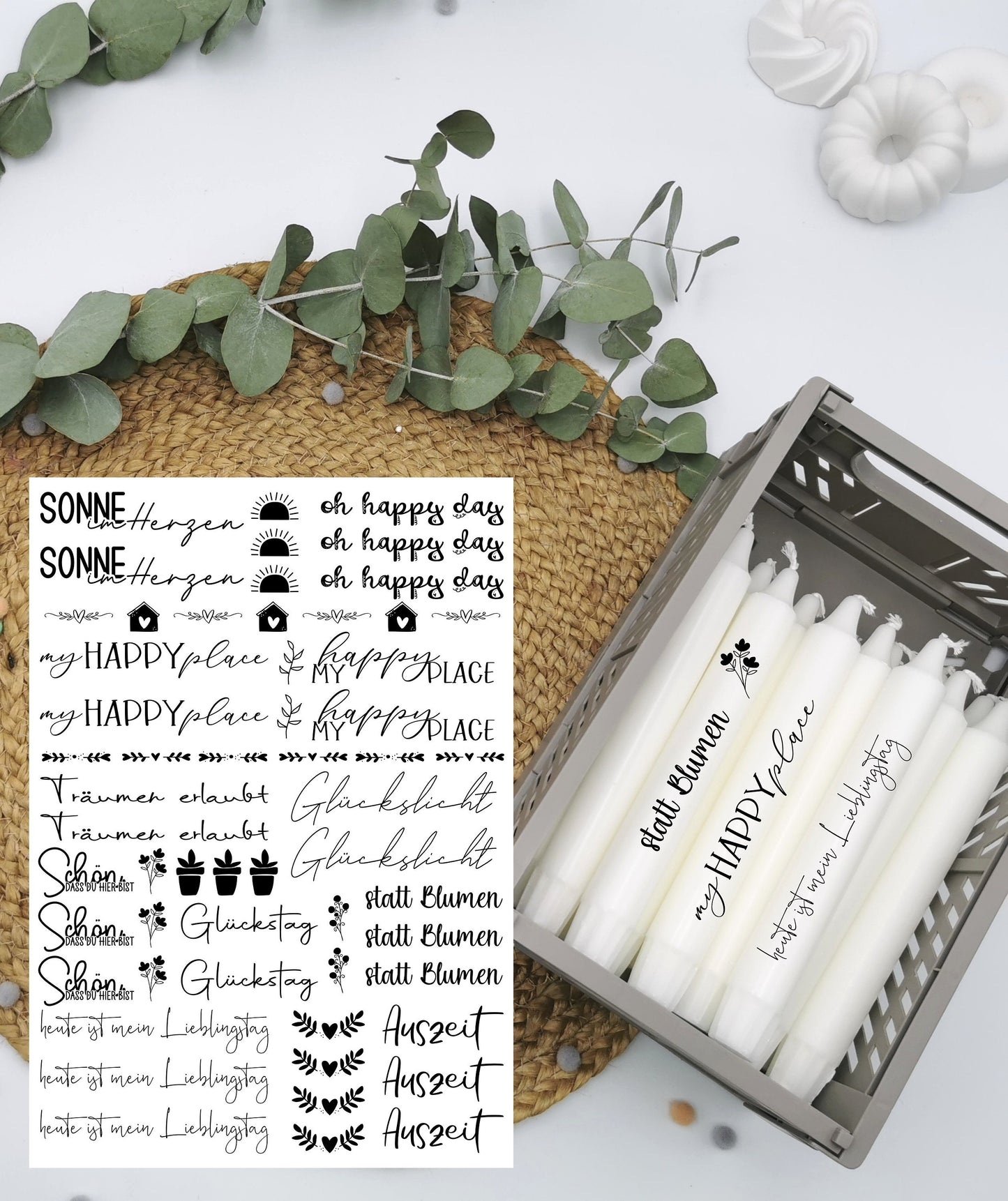 Kerzentattoos * happy day * A4 oder A5 * Glückslicht * Wasserschiebefolie