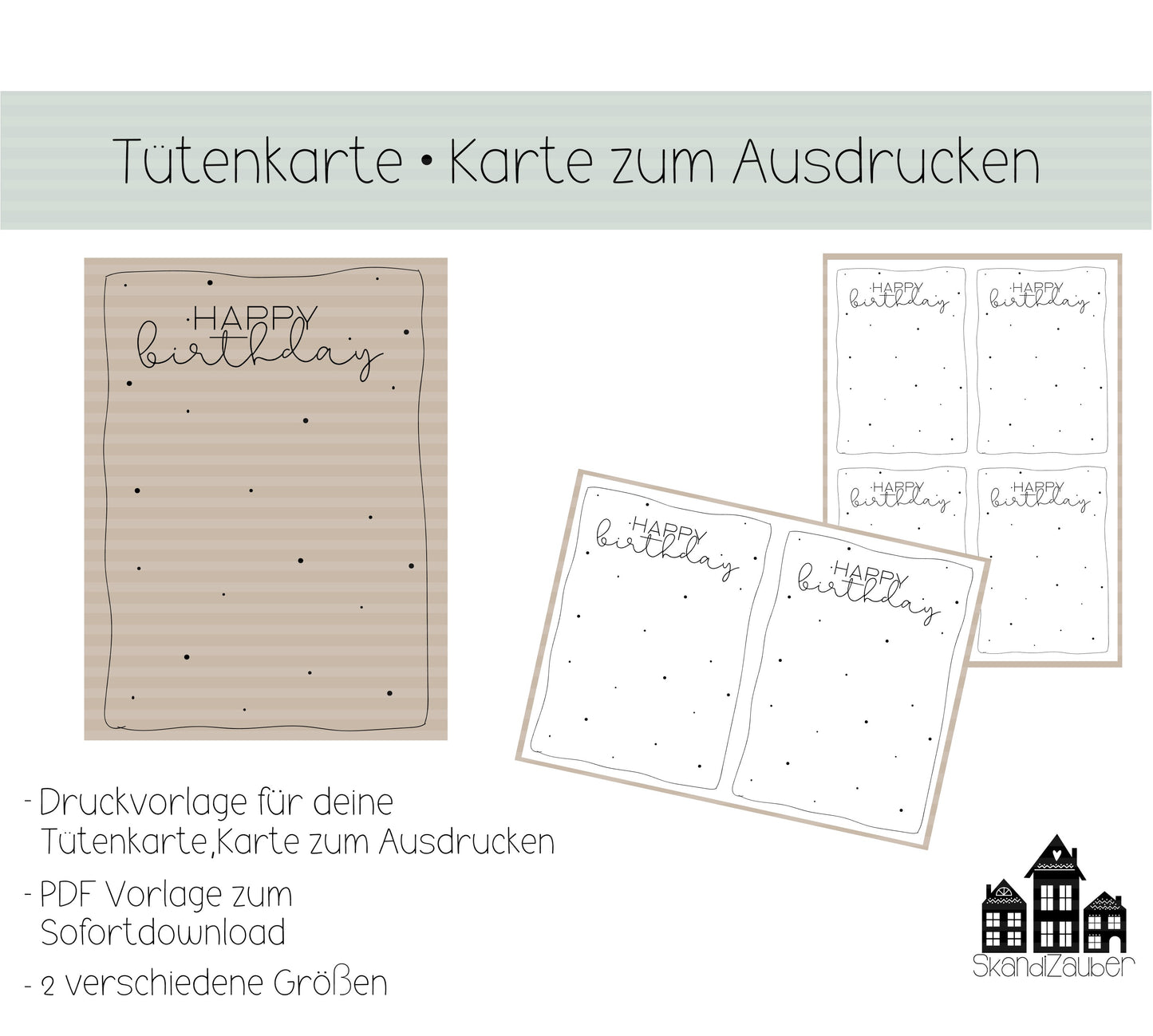 Tütenkarte Druckvorlage | Geschenk selber basteln - SkandiZauber